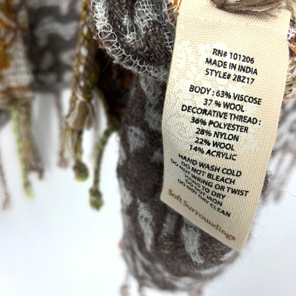 Soft Surroundings Pasha Pumpkin Wool Leopard Print Cardigan Womens Sz S/M - Picture 6 of 6